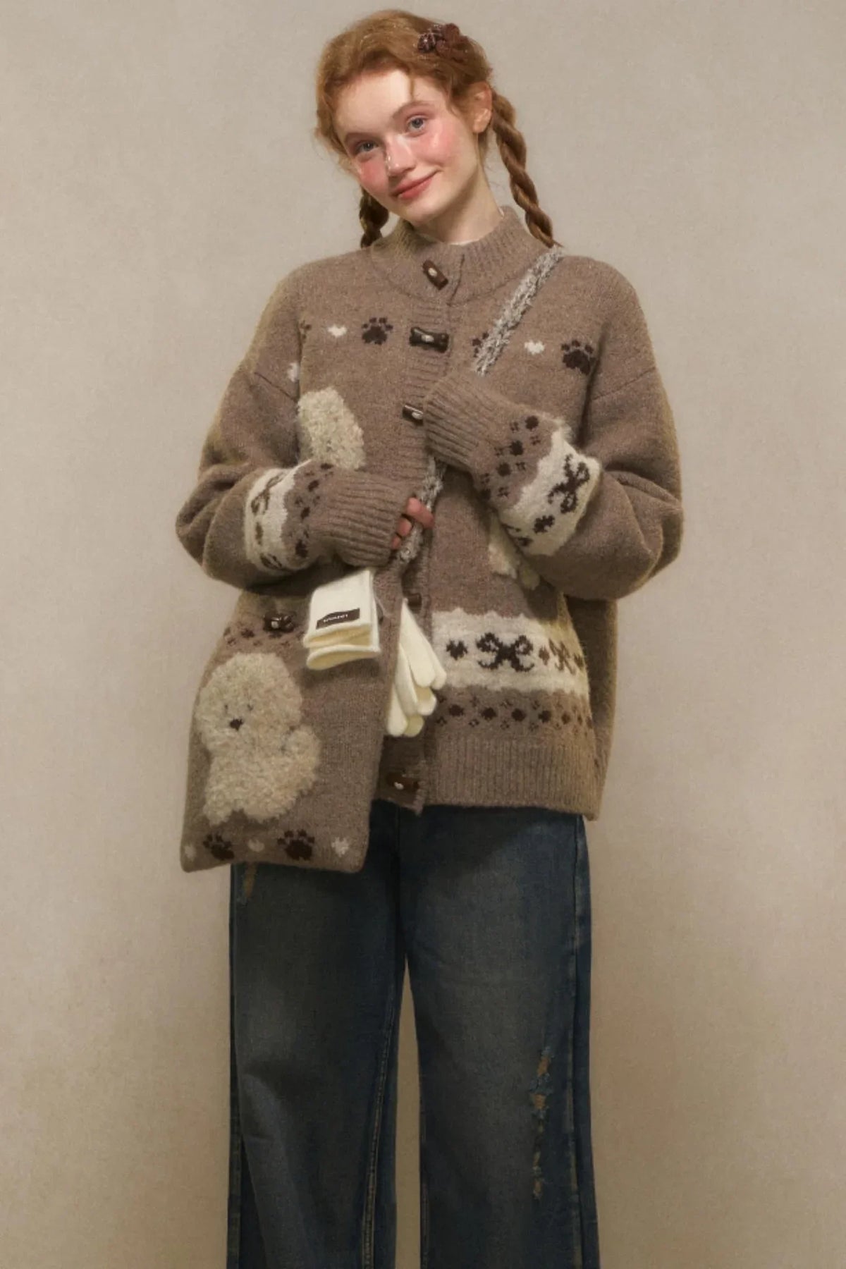 Vintage Puppy Knit Sweater Jacket Set-Up