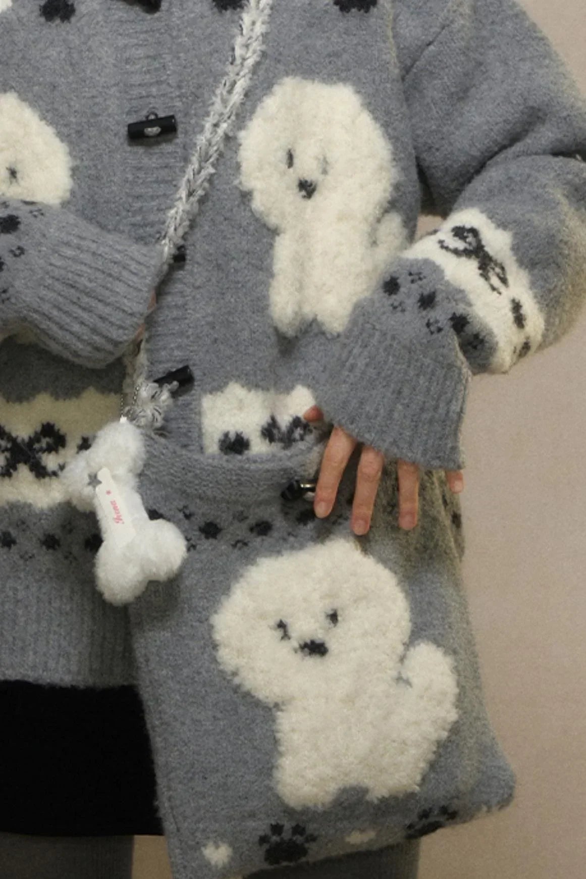 Vintage Puppy Knit Sweater Jacket Set-Up