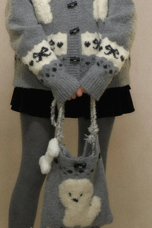 Vintage Puppy Knit Sweater Jacket Set-Up