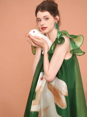 Vintage Rabbit Flying Sleeve Dress