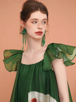 Vintage Rabbit Flying Sleeve Dress