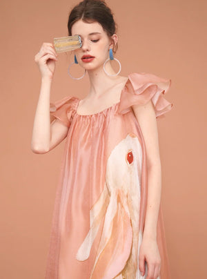Vintage Rabbit Flying Sleeve Dress