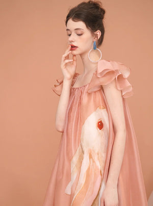 Vintage Rabbit Flying Sleeve Dress