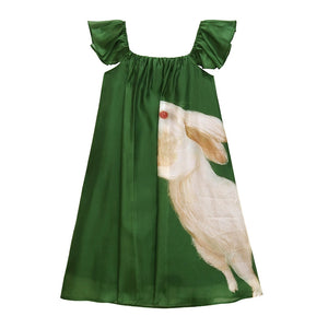 Vintage Rabbit Flying Sleeve Dress