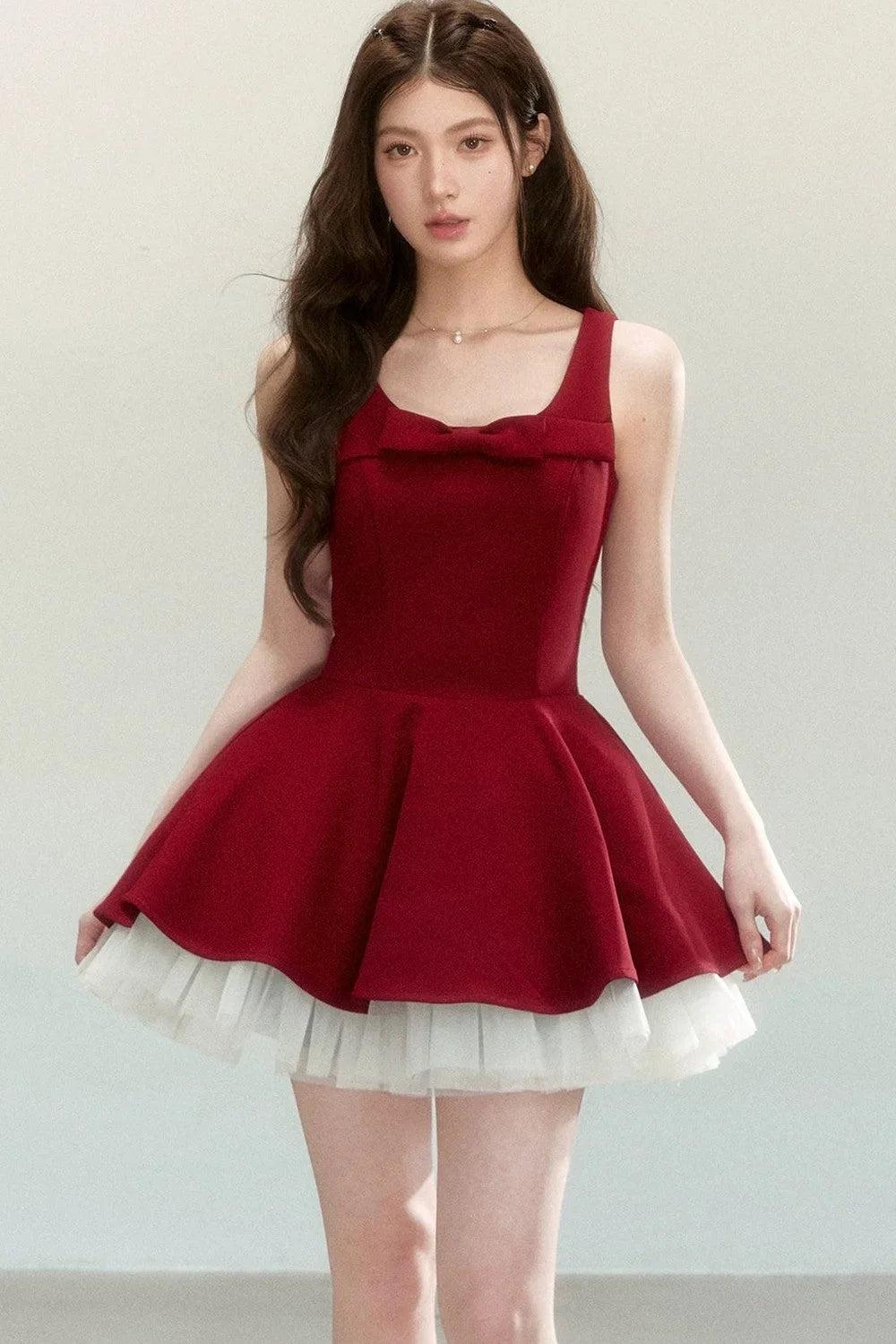 Vintage Red Bow Puff Dress