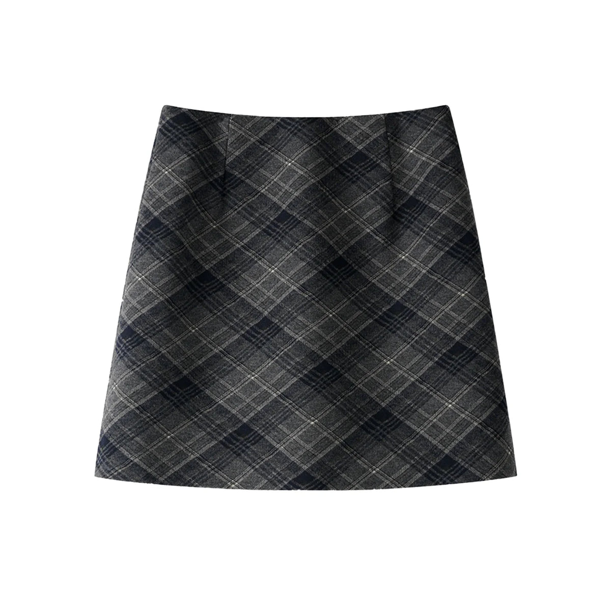 Vintage Red Plaid Woolen A-Line Skirt