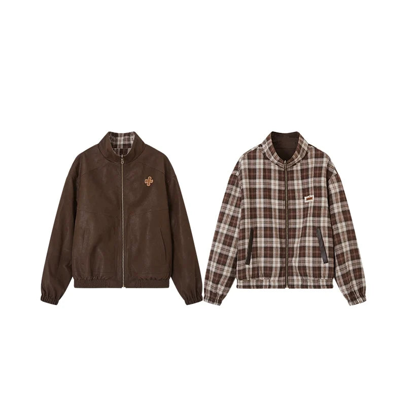 Vintage Reversible Stand-Up Collar Jacket