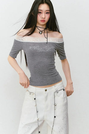 Vintage Rhinestone Wide-Leg Jeans