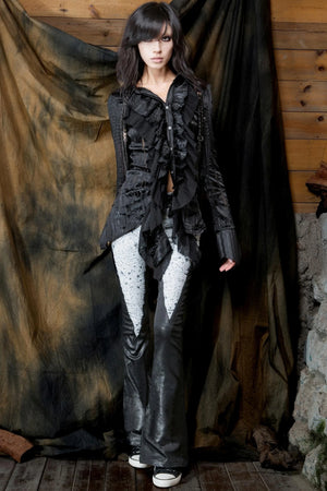 Vintage Ruffled Two-Tone Cardigan