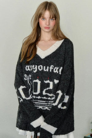 Vintage Slouchy Jacquard Sweater