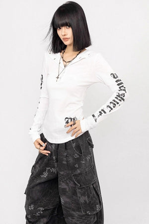 Vintage Spice V-Neck Hooded Top
