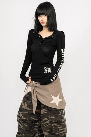 Vintage Spice V-Neck Hooded Top