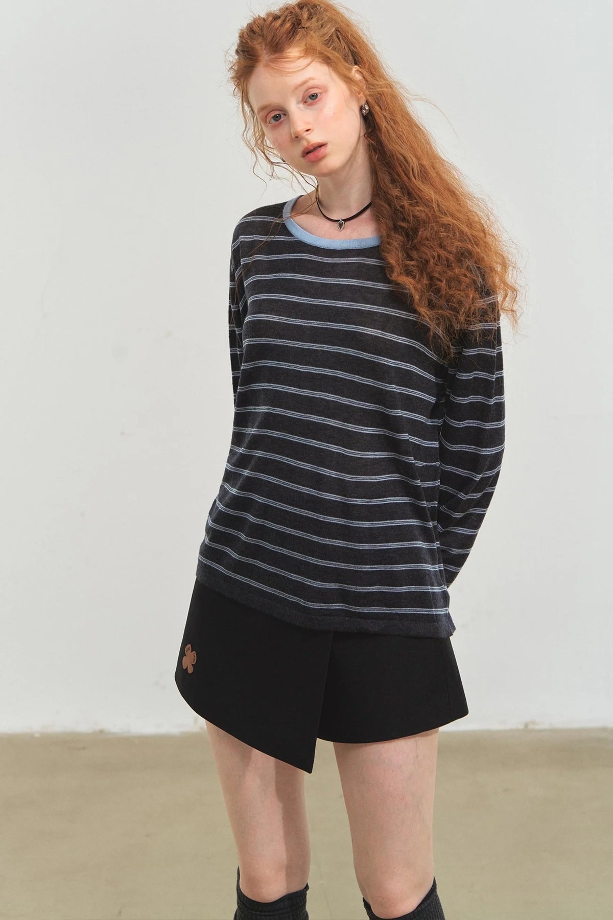 Vintage Striped Gray Knit Top