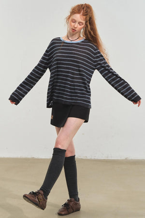 Vintage Striped Gray Knit Top
