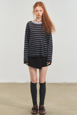 Vintage Striped Gray Knit Top