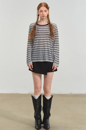 Vintage Striped Gray Knit Top