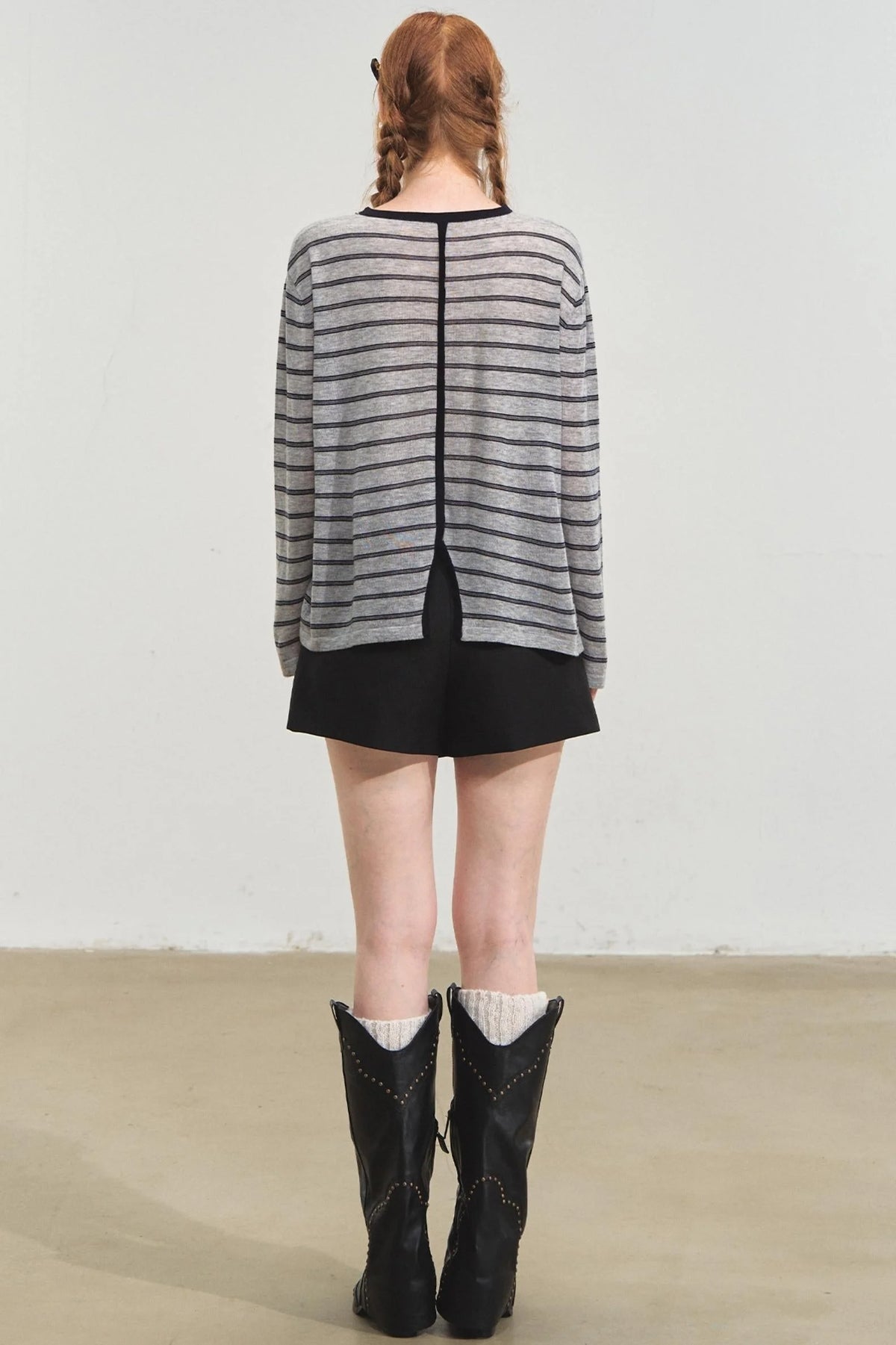Vintage Striped Gray Knit Top