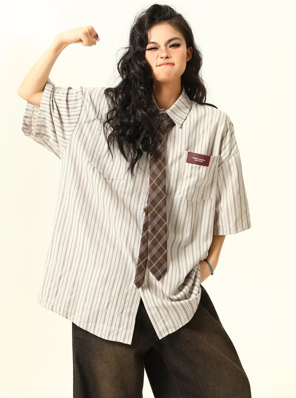 Vintage Striped Loose Couple Shirt