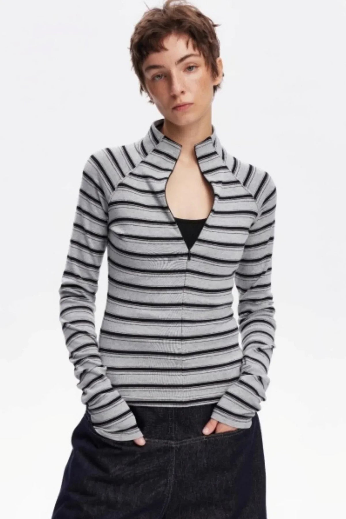 Vintage Striped Slim Knit Top