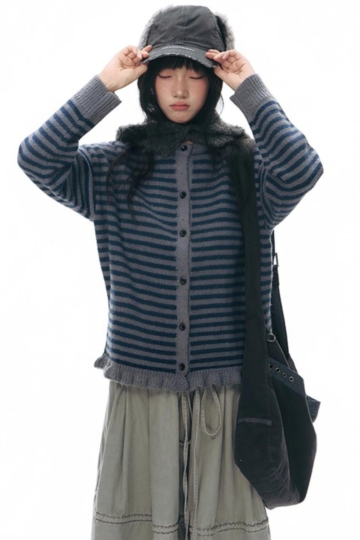 Vintage Striped Sweater Cardigan