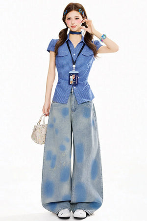 Vintage Washed Blue Denim Pants