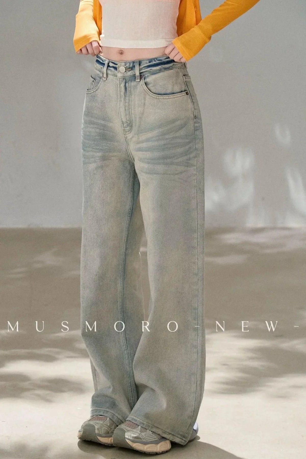 Vintage Washed Wide-Leg Jeans