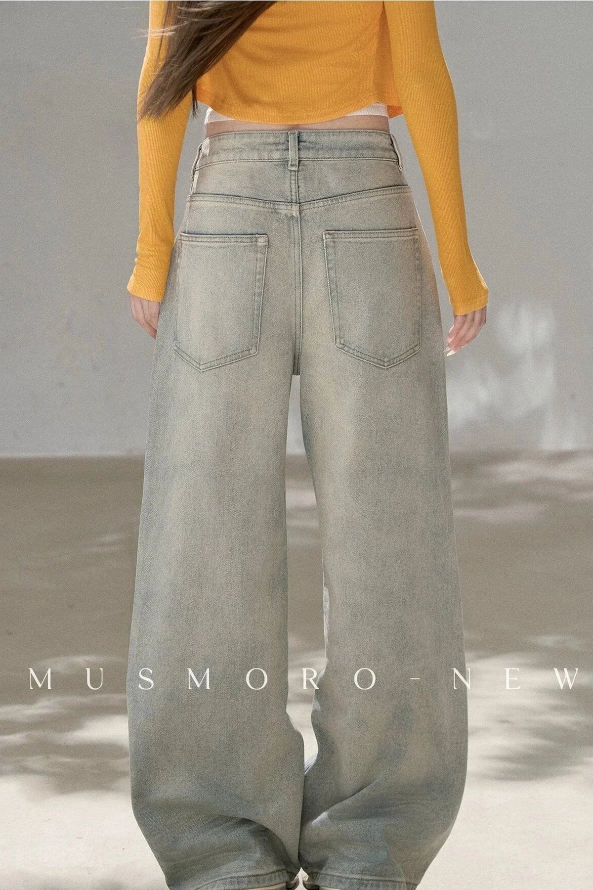 Vintage Washed Wide-Leg Jeans
