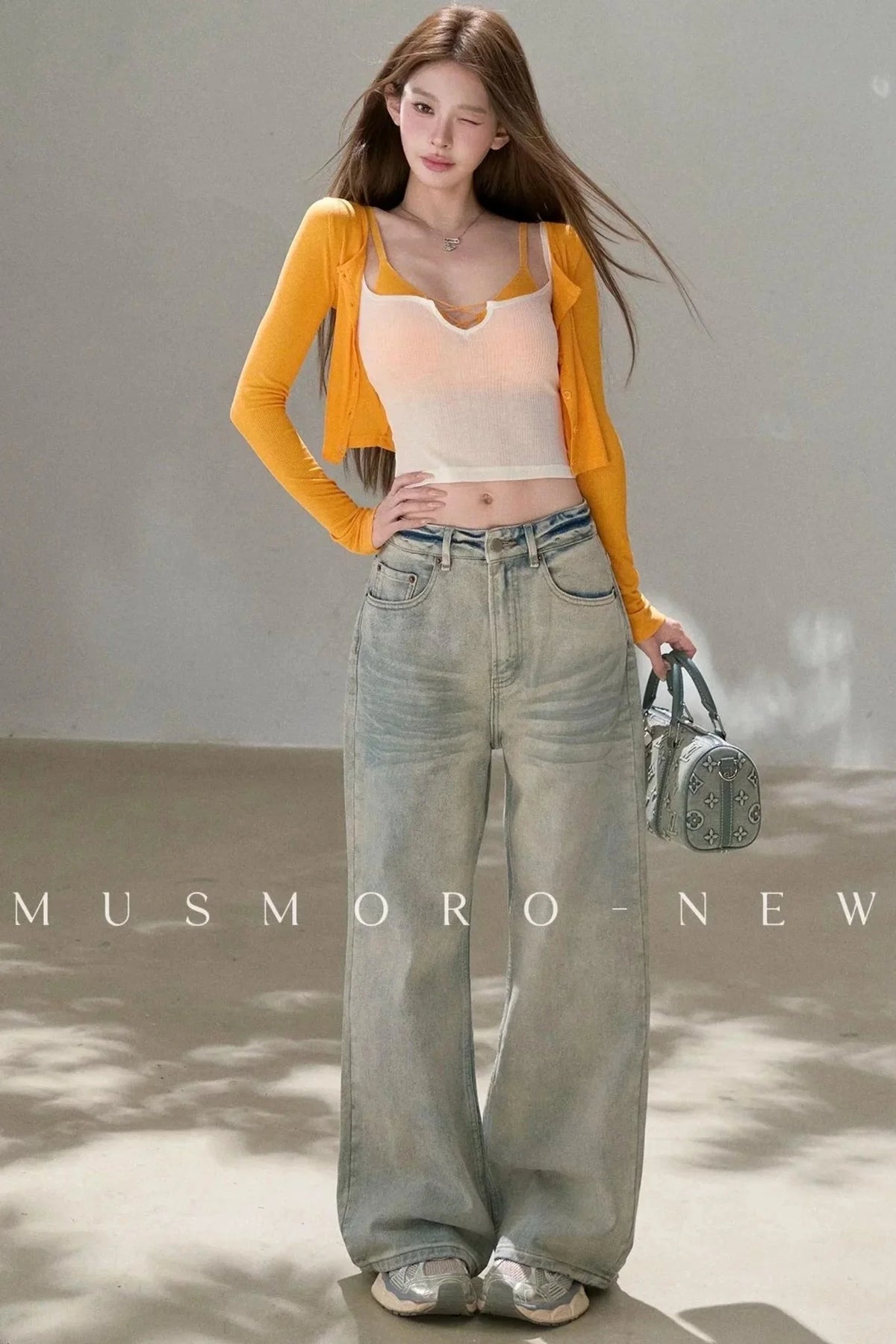 Vintage Washed Wide-Leg Jeans