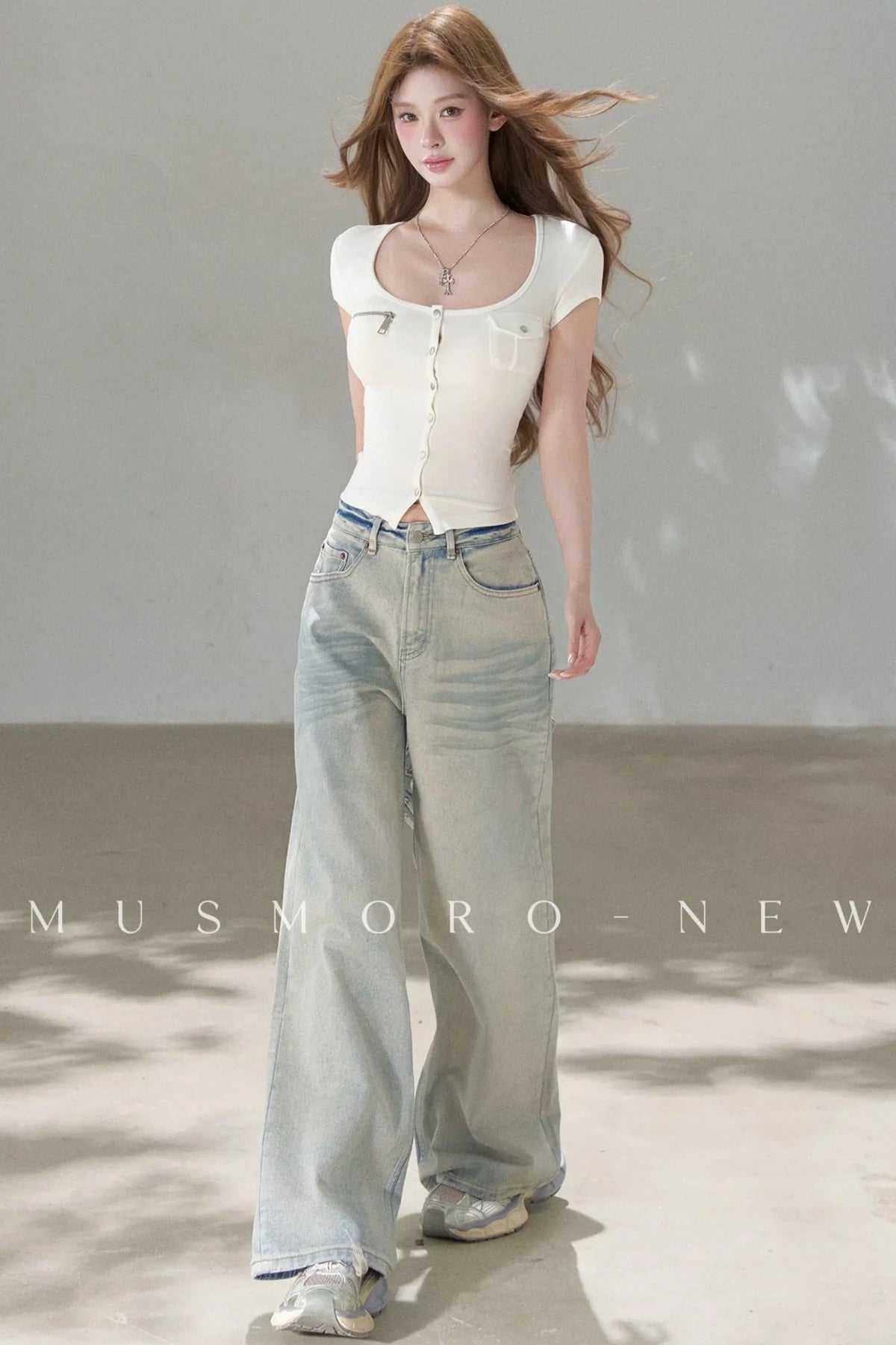 Vintage Washed Wide-Leg Jeans