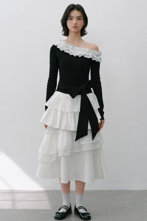 Vintage White Flower Puffy Skirt