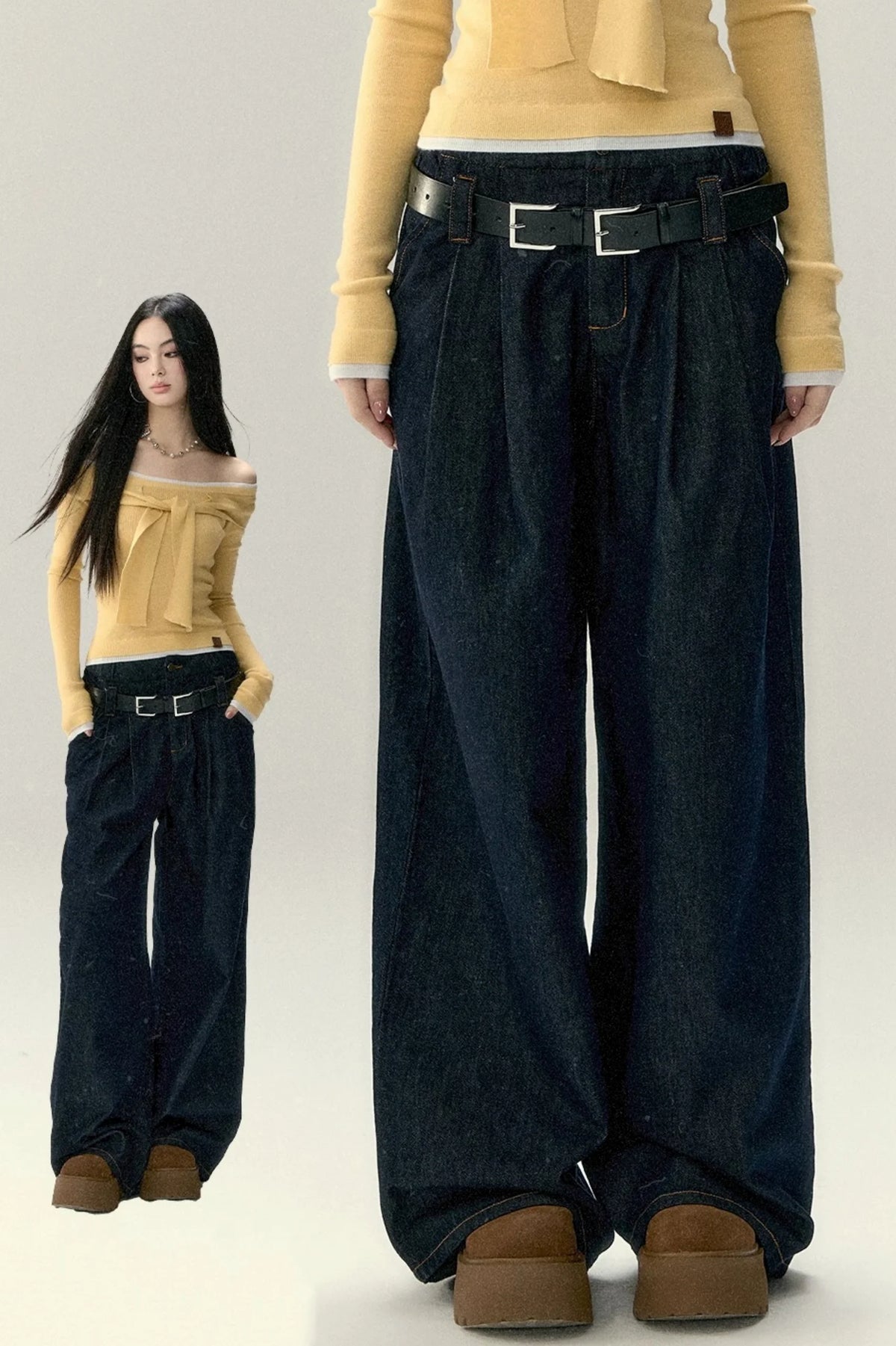 Vintage Wide-Leg Denim Pants