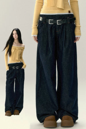 Vintage Wide-Leg Denim Pants