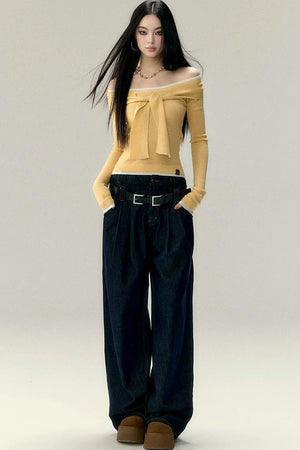 Vintage Wide-Leg Denim Pants