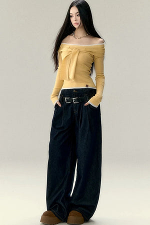 Vintage Wide-Leg Denim Pants