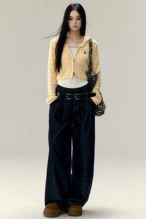 Vintage Wide-Leg Denim Pants