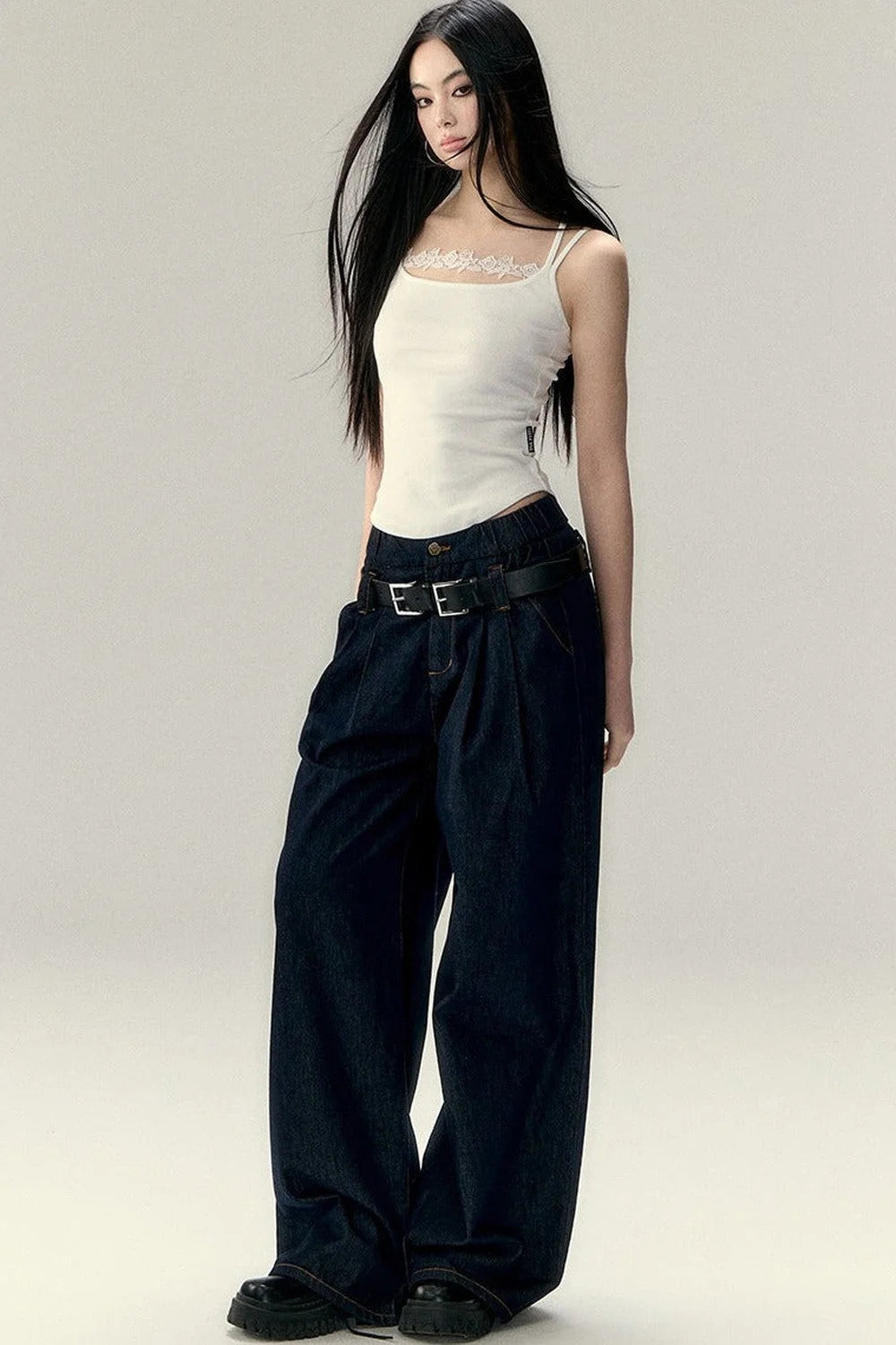 Vintage Wide-Leg Denim Pants