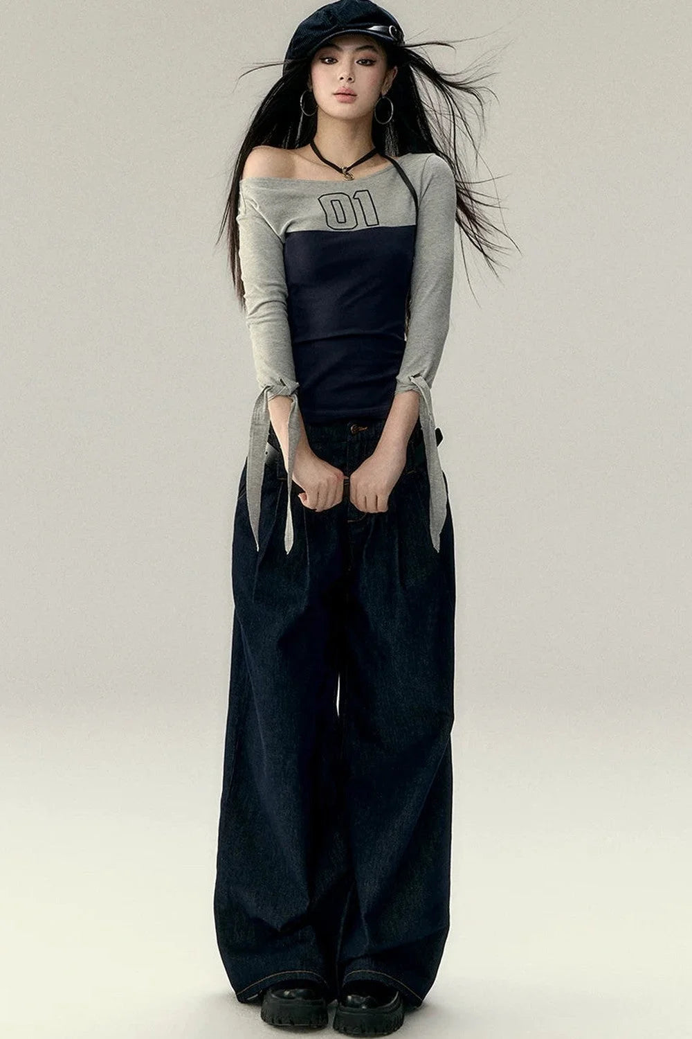 Vintage Wide-Leg Denim Pants