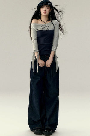 Vintage Wide-Leg Denim Pants