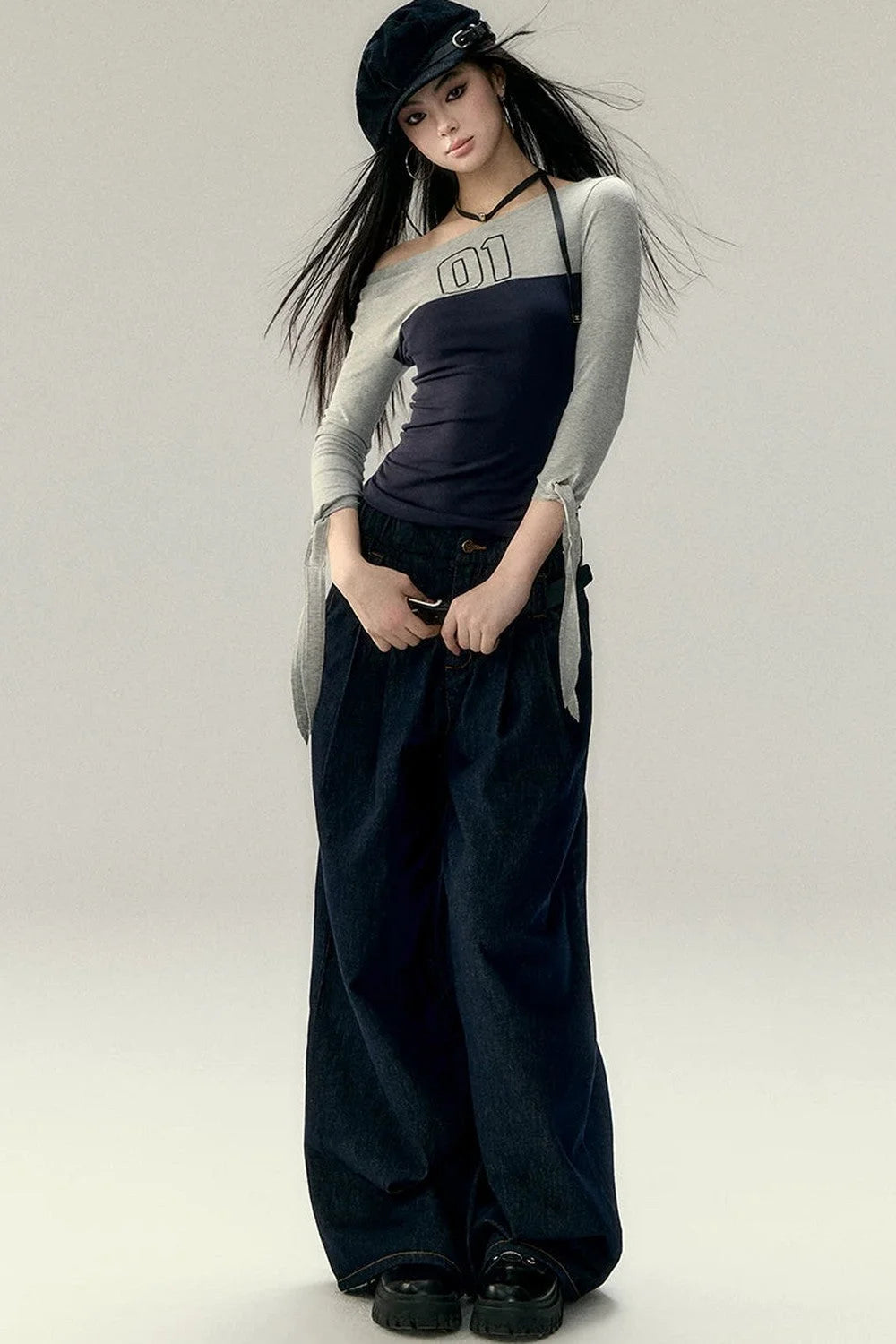 Vintage Wide-Leg Denim Pants