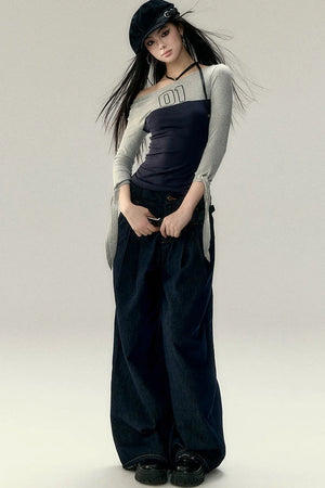 Vintage Wide-Leg Denim Pants