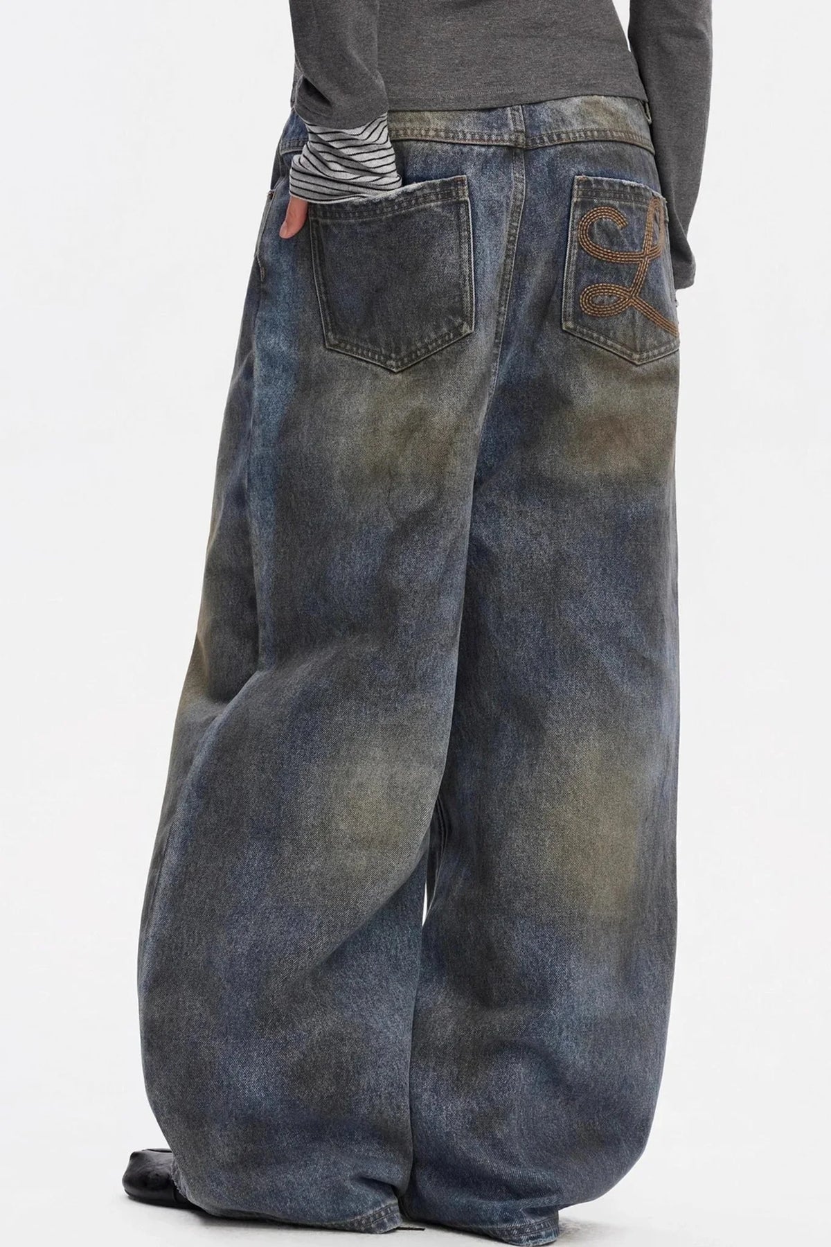 Vintage Yellow Distressed Jeans