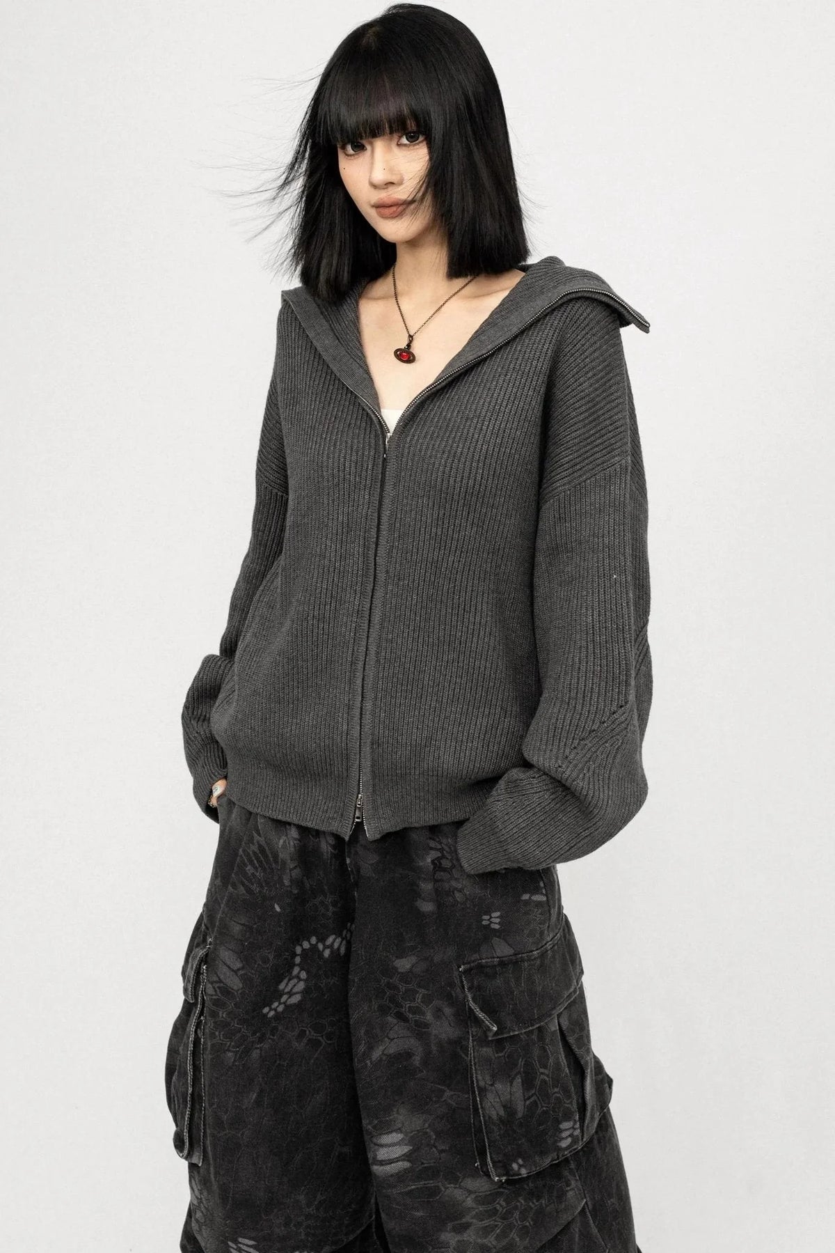 Vintage Zipper Sweater Coat