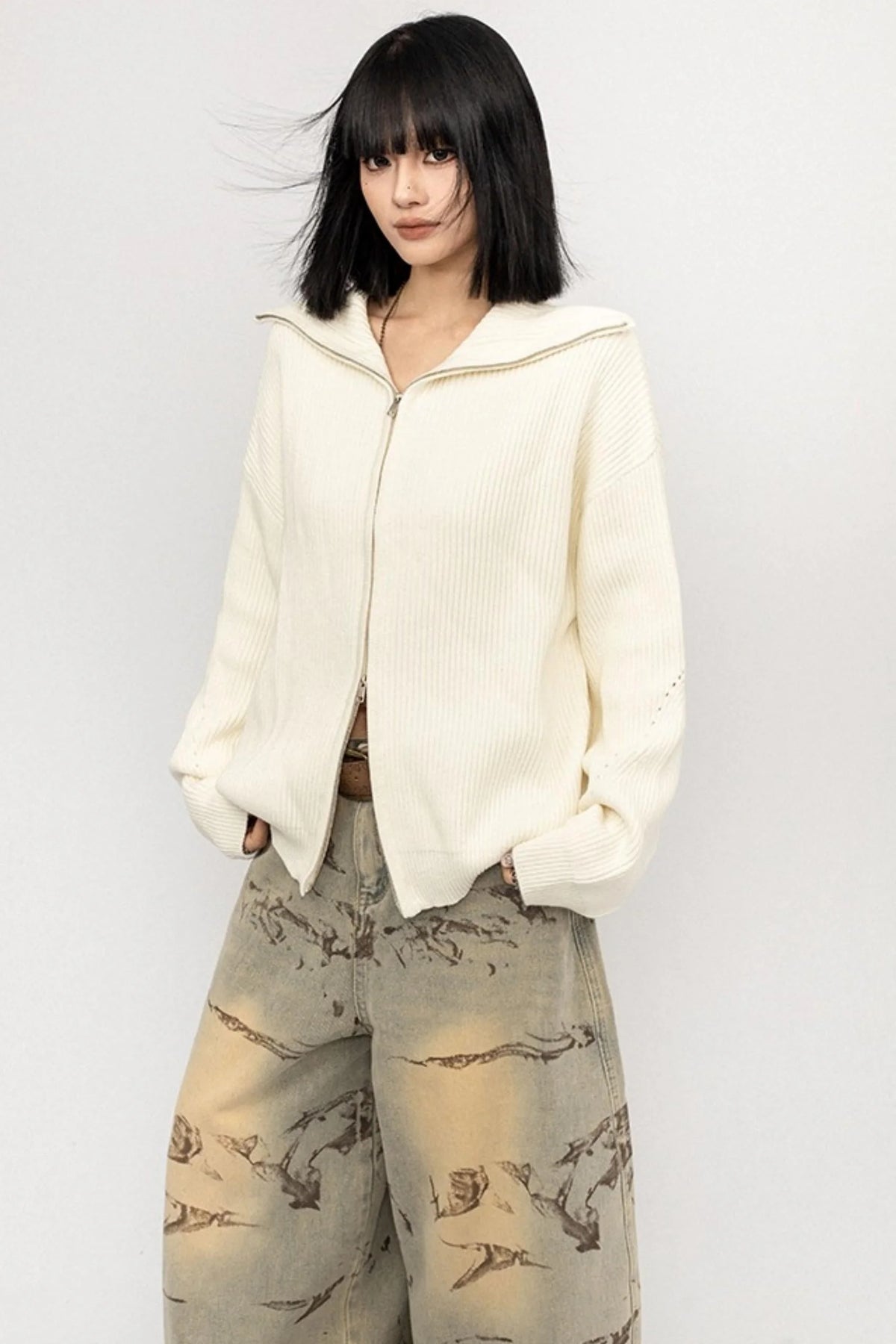 Vintage Zipper Sweater Coat