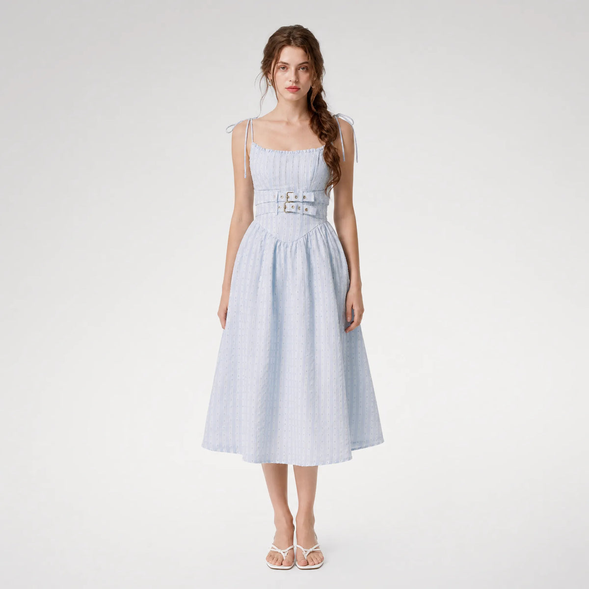 Striped Jacquard A-Line Dress
