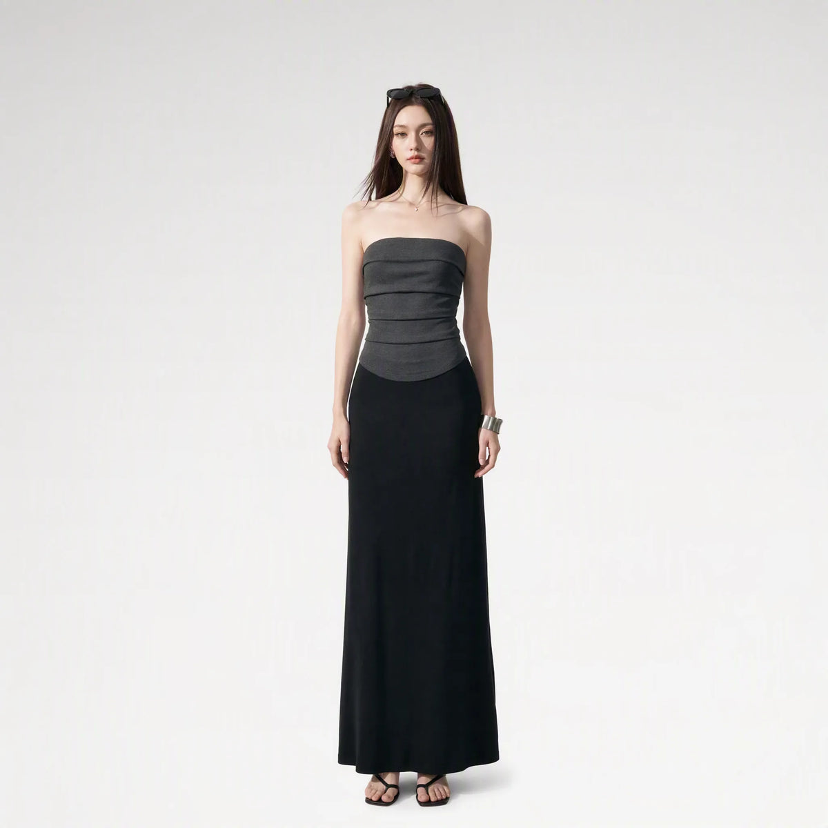 Colorblock Pleated Knit Dress
