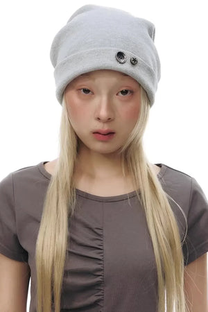 Waffle Knit Button Hat
