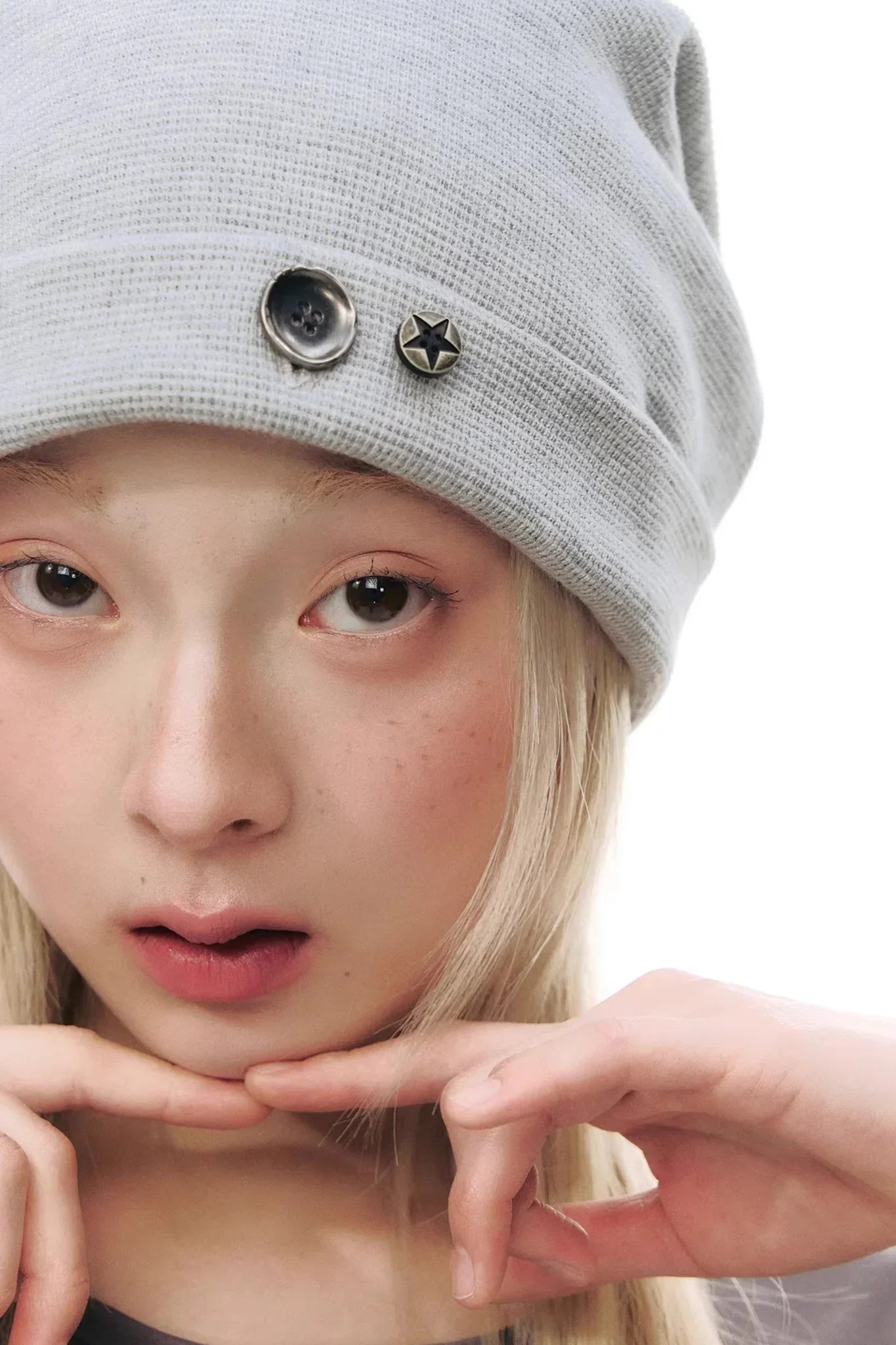 Waffle Knit Button Hat
