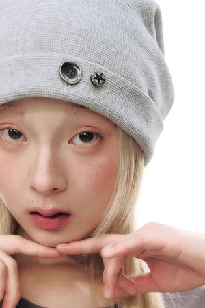 Waffle Knit Button Hat