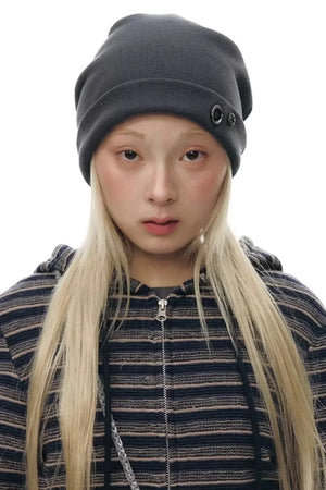 Waffle Knit Button Hat