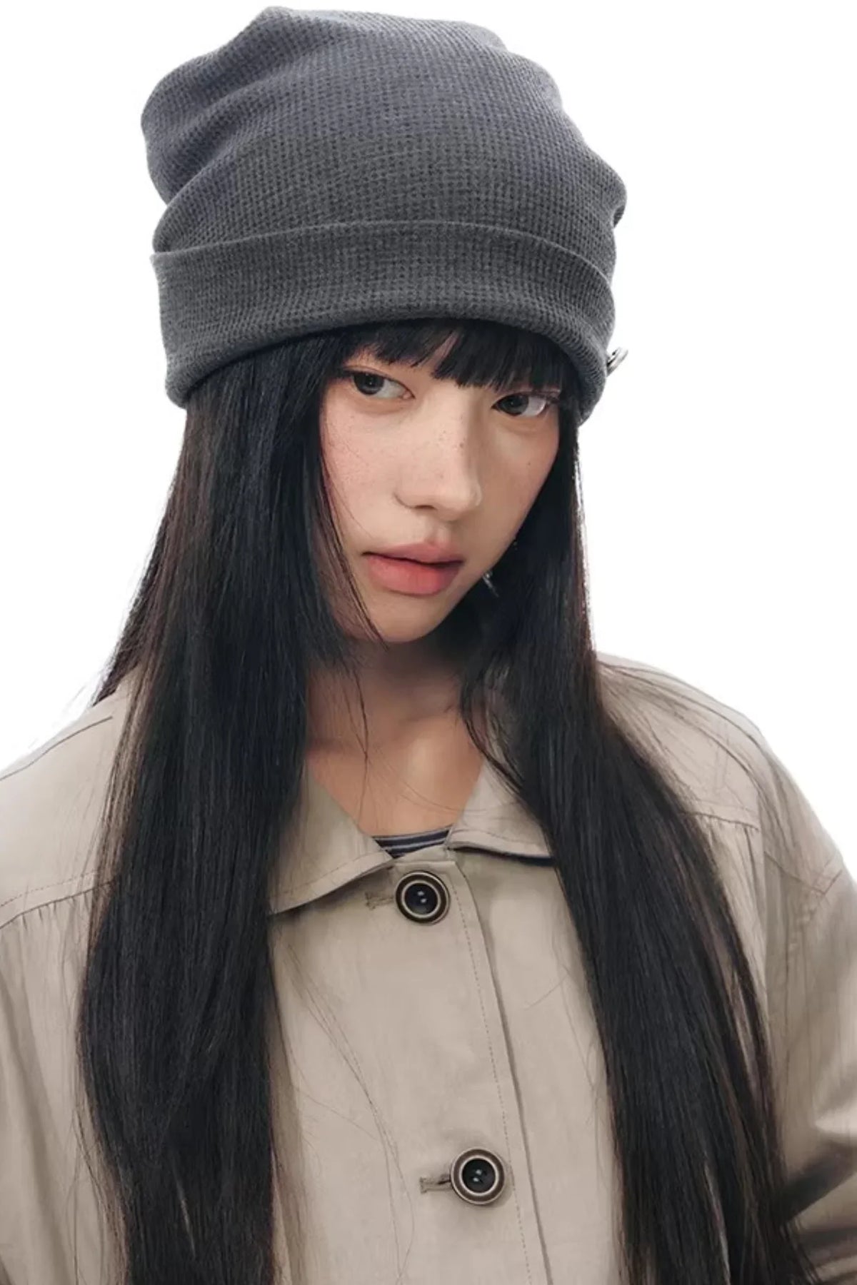 Waffle Knit Button Hat